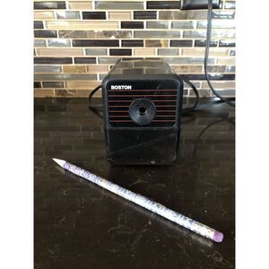 Electric Pencil Sharpener BOSTON Model 18 Black Red Stripes USA Made‎ Tested